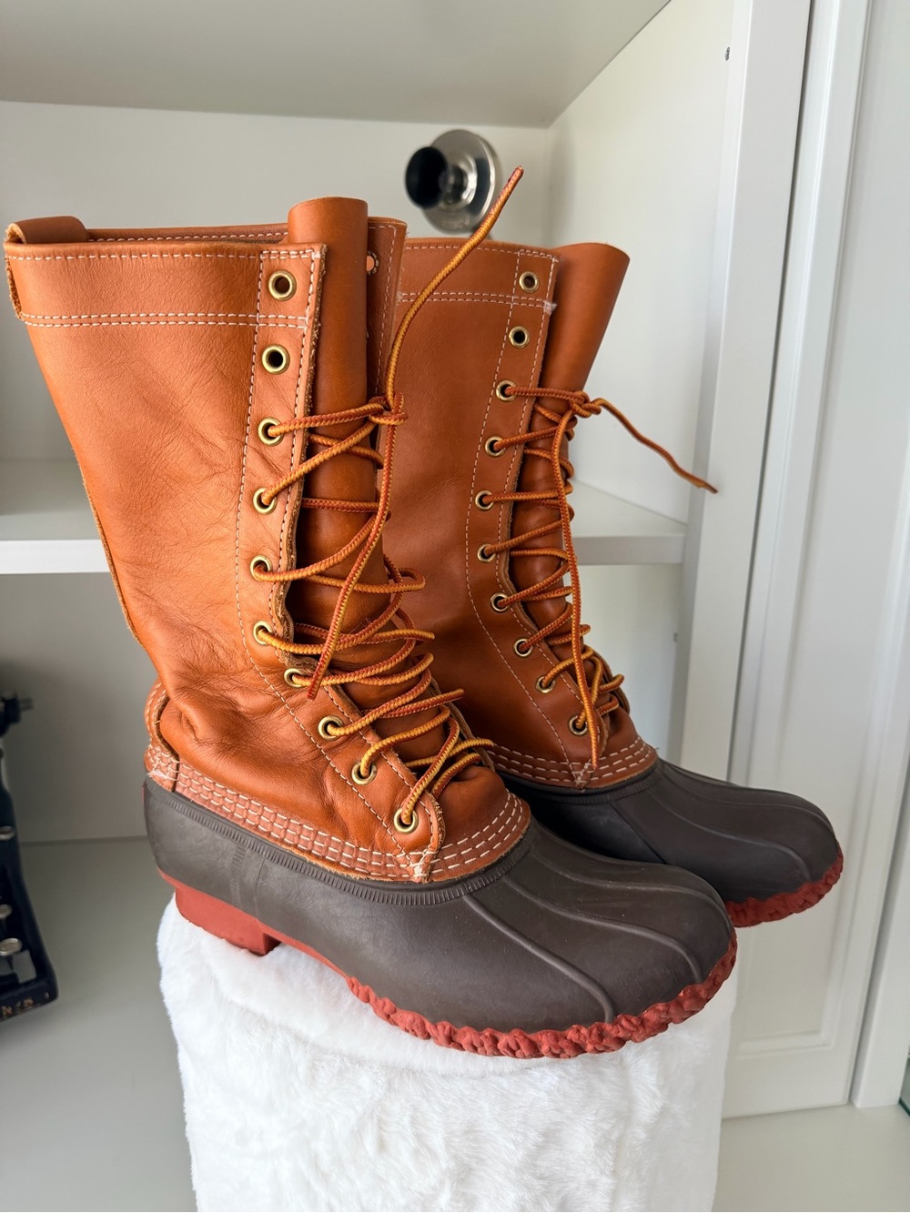 L.L. BEAN Limited Edition 100 Year Red Sole 12” Maine Hunting Boots Women’s SZ 7